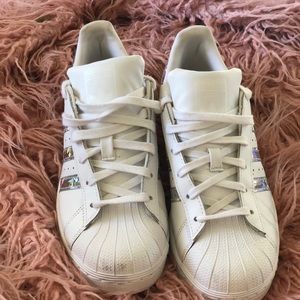White Adidas with Holographic detail